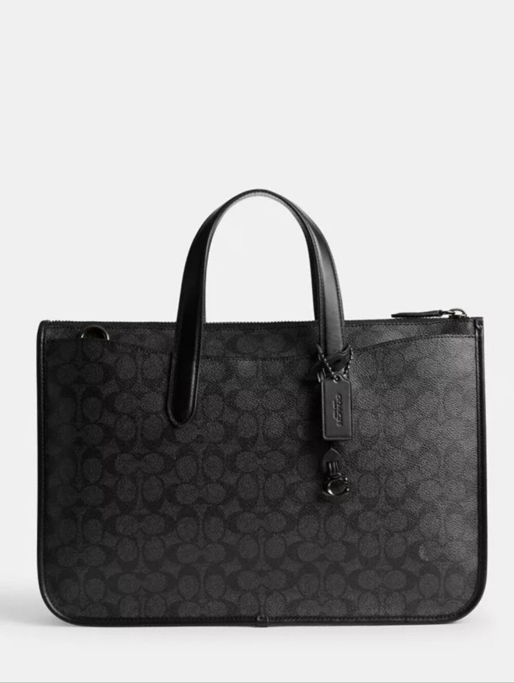 NWT! Coach Men's Isaac Workbag In Signature Canvas /Color Charcoal